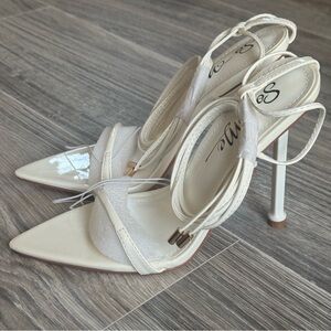 So Me Ivory Pointed Toe Lace Up Stiletto Heels Size 6 NWT Bridal